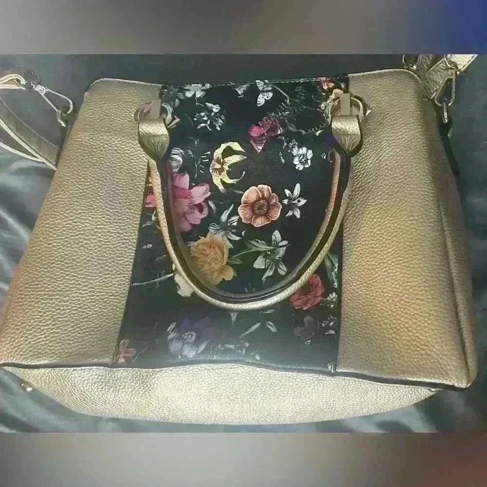 Two-Tone Dasein Floral Print Satchel NWOT